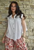 Elsie Pure Cotton Cap Sleeve Blouse White